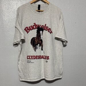 Budweiser Clydesdales Horse Light Gray 1993 Anheuser Busch Tee 2XL